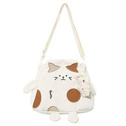 LYEAA Kuriertasche in Katzenform, Kawaii-Unterarmtasche, großes Fassungsvermögen, lässig, modisch, verstellbarer Riemen for Wochenendurlaub, weiß von LYEAA