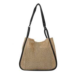 LYEAA PU-Leder-gesponnene zusammengesetzte Tasche-Frauen-Einkaufstaschen aushöhlen große Kapazitäts-Strandtasche, Schwarz , 34*20*12cm/13.39*7.87*4.72inch von LYEAA