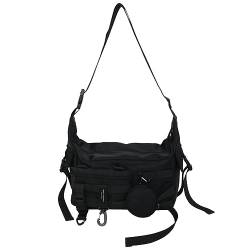 LYEAA Vintage Punk Sling Bag Große Kapazität Retro Harajuku Funktionstasche Verstellbarer Schultergurt Männer Frauen Tägliche Reise Streetwear, Schwarz , 25*15.2*7.6cm/9.84*5.98*2.99inch von LYEAA