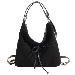 LYEAA Wildleder Umhängetasche für Damen mit Innentasche Hobo Stil Handtasche Clutch Geldbörse für Einkaufen Arbeit Reisen, Schwarz , 8.66x5.51x3.15inch von LYEAA