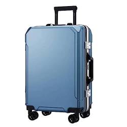 Practical Luggage Suitcases Carry On Luggage Dual USB Charging Ports Aluminum Frame Suitcase Large Capacity Luggage Easy to Move (Light Blue 26 in) von LYFDPN