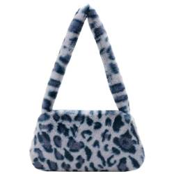 LYHYDMA plüsch handtasche Frauen Kuh Druck Mini Schulter Taschen Plüsch Druck Shopper Geldbörsen Weibliche Handtasche Winter Plüsch Unterarm Taschen Flauschigen Tragetaschen Geldbörsen(K Small) von LYHYDMA