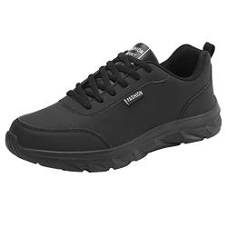 LZPCarra Herren Schuhe Business Herrenschuhe Große Größe Lässiges Laace Up Einfarbige Lässige Mode Einfache Schuhe Laufschuhe Sportschuhe Herren 47 Weit (Black, 45) von LZPCarra