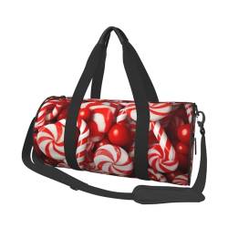 Candy Canes Reisetasche für Damen und Herren, Turnbeutel, große Reisetasche, Wochenendtasche, Übernachtungstasche mit Schultergurt, Schwarz, Einheitsgröße, Schwarz , Einheitsgröße von LZQPOEAS