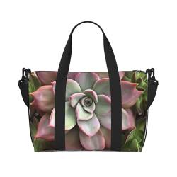 Reisetasche für Damen und Herren, Wochenendtasche, Sport, Turnbeutel, Sukkulenten, botanische Reisetasche, Handgepäcktasche mit Schultergurt, schwarz, Einheitsgröße, Schwarz , Einheitsgröße von LZQPOEAS