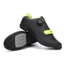 LZQpearl Fahrradschuhe Herren, Rennrad Und Mountainbike Schuhe Mit Gummisohle, Atmungsaktive, rutschfeste No-Lock Fahrradschuhe Mit Schnell Rotierendem Schnürsenkelsystem Black, 45 von LZQpearl