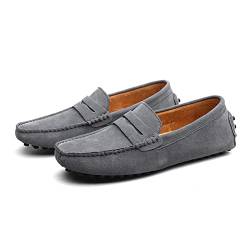 Penny Loafer Für Herren, Flache Schuhe Aus Wildleder, Modische Herrenschuhe, Slip on Boat Deck, Lässige Mokassin-Hausschuhe Für Unisex-Erwachsene Und Jugendliche (Grey,42) von LZQpearl