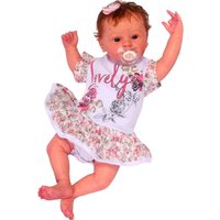 La Bortini Bodykleid Body Kleid Baby Spieler Bodykleidchen in Weiß mit Blumen aus reiner Baumwolle, 50 56 62 68 74 80 86 von La Bortini