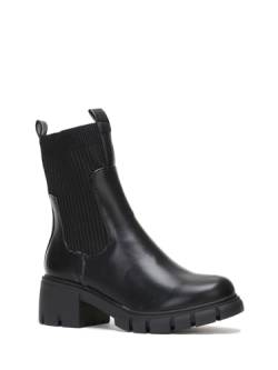 La Modeuse - Chelsea-Stiefel aus Kunstleder, elastischer Stoff, Socken-Stil, Schwarz , 41 EU von La Modeuse