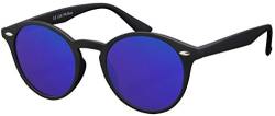 Sonnenbrille Herren Polarisiert Damen La Optica UV400 CAT 3 Retro Vintage Hippie Rund Round - Gummiert Schwarz (Blau Verspiegelt Polarisiert) von La Optica B.L.M.