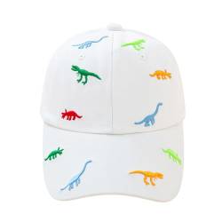 Labbe Kinder Baseball Cap Verstellbar Sport Baumwolle Kappe Herbst Mit Dinosaurier-Stickerei Schirmmütze Kinder UV Schutz Basecap(Weiß) von Labbe