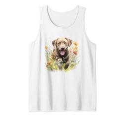 Brauner Labrador Retriever mit Wildblumen-Motiv Tank Top von Labrador Retriever Dogs Apparel