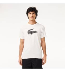 Lacoste für Herren. TH2042_AU8 Sport T-shirt Krokodil 3D weiß (XL), Lässig, Sportlich, Baumwolle, Multisport, Kurzarm von Lacoste