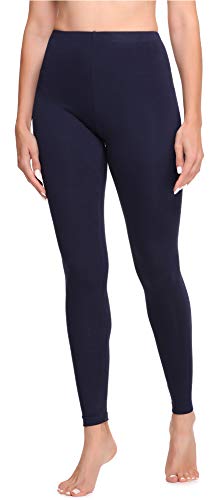 Ladeheid Leggings Damen aus Baumwolle bequeme und lange Leggins für Frauen für Frühling Sommer Herbst Winter Saison LA40-133 (Marinenblau, XL) von Ladeheid