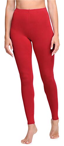 Ladeheid Leggings Damen aus Baumwolle bequeme und lange Leggins für Frauen für Frühling Sommer Herbst Winter Saison LA40-133 (Rot, XXL) von Ladeheid