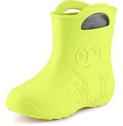 Ladeheid Eva Kinder Jungen Mädchen Gummistiefel Regenschuhe gefüttert LA-CA-03 (Limone, 28/29 EU) von Ladeheid