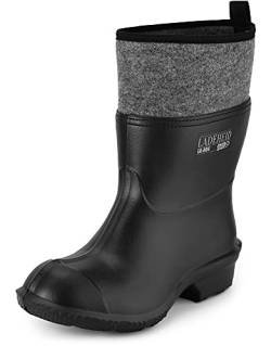 Ladeheid Herren Damen federleichte Eva Thermo Gummistiefel gefüttert Arbeitsgummistiefel LA-804 (Schwarz, 40 EU) von Ladeheid