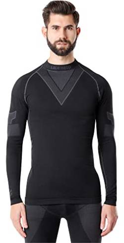 Ladeheid Thermounterwäsche Herren Funktionsunterwäsche langarm Shirt Thermo Unterhemd LAGI001 (Schwarz/Graphite, L) von Ladeheid