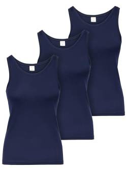 Ladeheid Unterhemd Damen Baumwoll Unterwäsche Damen, Atmungsaktives Weiches Komfortables Tank Top Damen, Unterhemden Damen, Tops für Damen, Set 3 Stück LA40-262 (Dunkelblau, 3XL) von Ladeheid