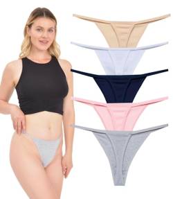 LadyMelex Damen Sexy Baumwoll-Tangas, lässige Unterwäsche, G-String-Slips, 5 Stück, Grau, L von LadyMelex