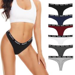 Lakpoau 6er Pack String Tanga Damen Set Baumwoll Unterhosen Damen Tangas Unterwäsche Frauen mit Niedriger Taille Atmungsaktiv Unterwäsche Mehrfarbig UN2 L von Lakpoau