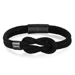 Lam Hub Fong Armband Herren Personalisiert mit 1-5 Namen Schwarz Herrenarmband Gravur Armband Geschenk für Vatertag Weihnachtsfeiertag Geburtstag (1 name) von Lam Hub Fong