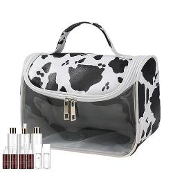 Schminktasche,Toilettenartikel-Make-up-Tasche mit Kuh-Print - Tragbarer, wasserdichter Make-up-Koffer-Organizer mit großem Fassungsvermögen für Hautpflege, Toilettenartikel, Frauen, Mädchen Lambo von Lambo