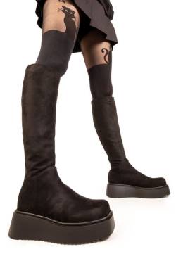 Lamoda - Cruel Winter Chunky Knee High Black Suede - Girl Schuhe - Schwarz - EU 38 - Synthetic/Textile/Gummi,Samt von Lamoda