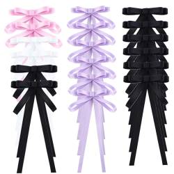 Ribbon Hair Clip Haarbögen für Frauen, 6pcs französische Bogenhaarklammern, Quastenband Haarclip mit langen Schwanz, Haarbänder für Frauen Kleinkinder Teenager lila von Lamppdcor