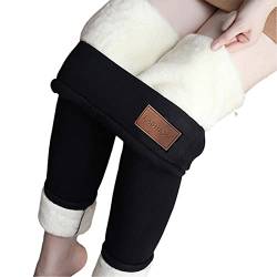 Lanakila Damen Winter Sherpa Fleece gefütterte Leggings Hohe Taille Dicke Kaschmir Leggings Plus Größe Plüsch Warme Thermostrumpfhose (Schwarz,5XL) von Lanakila