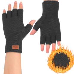 Lancry Pair of Fingerlose Handschuhe for Adults, Winter Knit Touchscreen Warm Stretchy Half Finger Gloves für Damen Herren Arbeiten Radfahren von Lancry