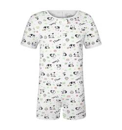 Landofgenie Männer Kurzarm Romper Pyjama Bodysuit One Piece Rompers Botton Crotch Top Shirt Pyjamas für Herren Panda-Druck 2XL von Landofgenie