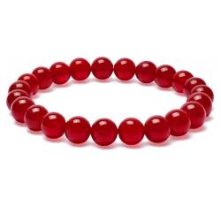 Landorilo Echte Natursteinperlen Armband Damen Rot Rósenquarz Perlenarmband, 8MM Runde Edelsteine Yoga Armbänder, Geburtstag Valentinstag Geschenke für Sie Frauen, Chakra Armbänder Männer von Landorilo