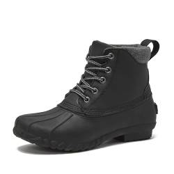 Lands' End Dakota Isolierte Damen-Entenstiefel, wasserdichte Schnee- oder Regenstiefel, schwarz, braun oder grau, Winterstiefel für Damen, Größe 39 bis 45, Schwarz, 43 EU von Lands' End