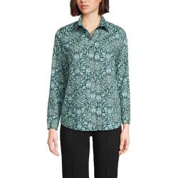 Lands' End Damen Tall No Iron Supima-Baumwolle Langarm Shirt, Tiefer Balsam schmücken Blumen, 38 von Lands' End