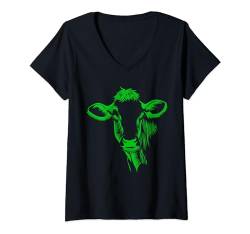Damen Landwirt Bauer Kuh Kühe Rinder Milchbauer Landwirtschaft T-Shirt mit V-Ausschnitt von Landwirt T-Shirts und Bekleidung Bauer nordishland