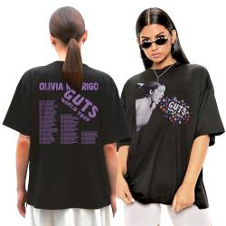 Olivia Rodrigo Bedrucktes T-Shirt Herren Damen Erwachsene T-Shirt Lustiges T-Shirt Hip-Hop Street T-Shirt Sommer Pärchen T-Shirt, Schwarz, S von Lang Horn