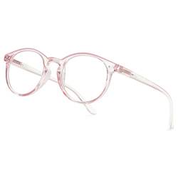 Lanomi Rund Lesebrille Blaulichtfilter Leichte Sehhilfe mit Federscharnier Lesehilfe Damen Herren Oval Brille mit Stärke Mode Accessoire Für Männer Frauen Rosa 1.5 von Lanomi