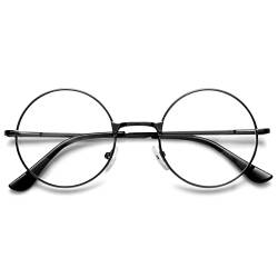 Lanomi Runde Lesebrille Metall Herren Damen Lesehilfe Classic Retro Nerdbrille Federscharnier Stil 60er Sehhilfe Brille mit Stärke Schwarz 2.5 von Lanomi