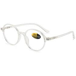 Lanomi Vintage Rund Lesebrille Damen Herren Blaulichtfilter Kunststoff Vollrahmen UV400 Schutz Lesehilfe Sehhilfe Anti Müdigkeit Brille mit Stärke +0,5 bis +4,0 Dioptrien Durchsichtig 4.0 von Lanomi