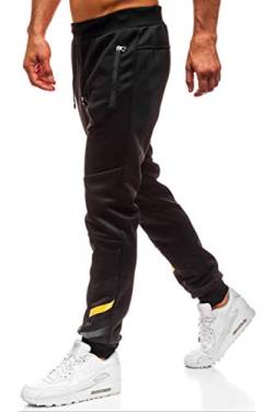 Lantch Herren Hosen Hose Sporthose Trainingshose Cargo Pants Jogginghose Sweatpants Jogger Mode Freizeit Laufen Streifen, XXL, Schwarz von Lantch