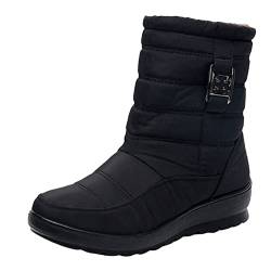 Laonajkd Flache Stiefeletten Damen Elegant Retro-Stil Warm Gefütterte Winterstiefel Ritterschuhe Frauen Stiefeletten Elegante Warm Plush Gefütterte Winterstiefel Winterstiefel Damen Gefüttert von Laonajkd