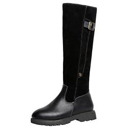 Laonajkd Flache Stiefeletten Damen Elegant Retro-Stil Warm Gefütterte Winterstiefel Stiefeletten Für Den Außenbereich Gürtelschnalle Bequem Frauen Stiefeletten Winterstiefel Damen Gefüttert von Laonajkd