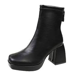 Laonajkd Mittelstiefel Damen Elegante Bequem Frauen Stiefeletten. Stiefeletten Für Den Außenbereich Seitenreißverschluss Spitze Stiefeletten Damen Mit Absatz Winterstiefel Damen Gefüttert von Laonajkd