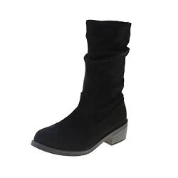 Laonajkd Mittelstiefel Damen Elegante Warm Gefütterte Winterstiefel Warm Plush Gefütterte Stiefel Seitenreißverschluss Stiefeletten SpitzDamen Wasserdicht Gefüttert Stiefel von Laonajkd