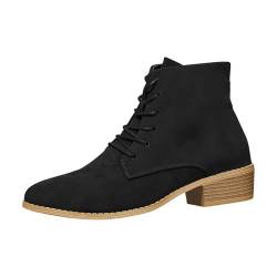 Laonajkd Sharp Spitz Stiefel Frauen Neuen Stil Einfarbige Quadratische Ferse Seitenreißverschluss Kurze Tube Damenstiefel Damen Schnürstiefel Modische Elegant und Schön Dunkle Farbe Stiefel von Laonajkd