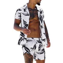 Laonajkd Sommer Outfit Herren 2 Teiler - Urlaub Drucken Fashion mittelalter Retro mit Taschen Kordelzug Bequem Fitness Leicht Atmungsaktiv Freizeitanzug Sportanzug von Laonajkd