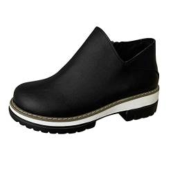 Laonajkd Stiefeletten Damen Retro Leder Seitenreißverschluss Lederstiefel Modische SpitzeDicke FerseZehenpartie Damenstiefel KurzeStiefel für Den Außenbereich Elegante Frauen Stiefeletten von Laonajkd