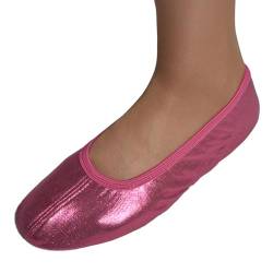 Lappade Gymnastikschuhe Turnschläppchen Ballettschuhe Ballerinas für Damen Herren Mädchen Jungen mit Gummisohle mit Glitzer pink Gr. 31 von Lappade