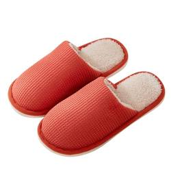 Laquieio Halloween Weihnachtspantoffeln Urlaubspantoffeln Hausschuhe Slipper für Frauen Flauschige Hausschuhe für drinnen und draußen Damenschuhe Schuhe (Orange, 36) von Laquieio